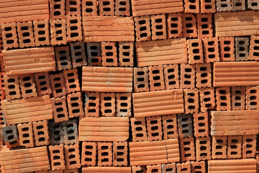 Close up of a stack of bricks